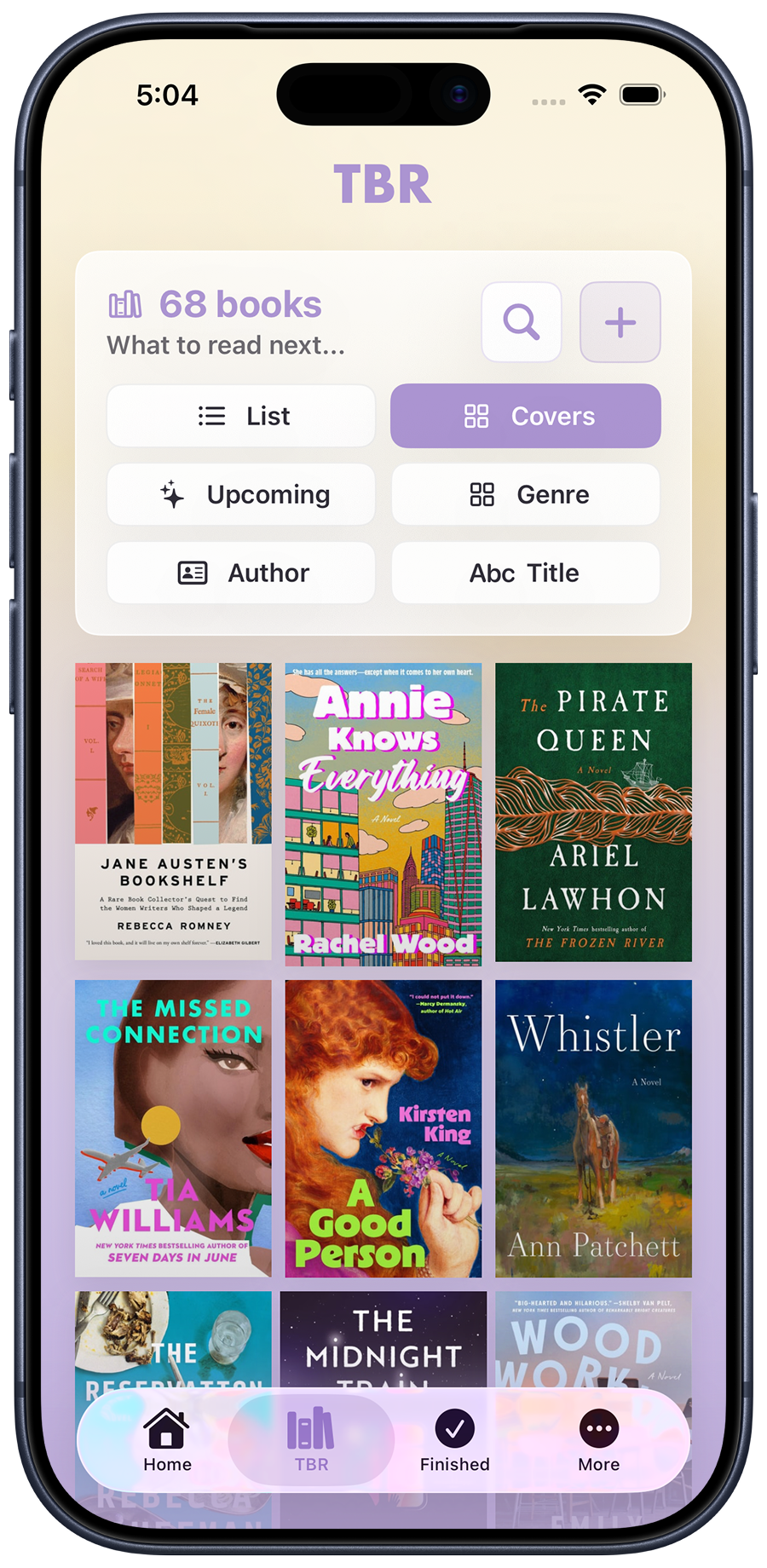 TBR list showing book covers in a grid