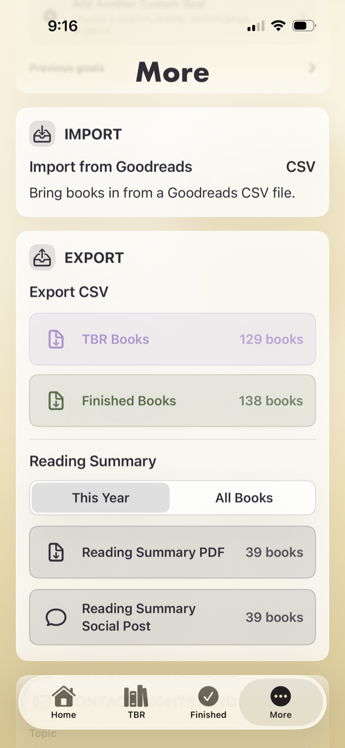 Nightstand import and export options