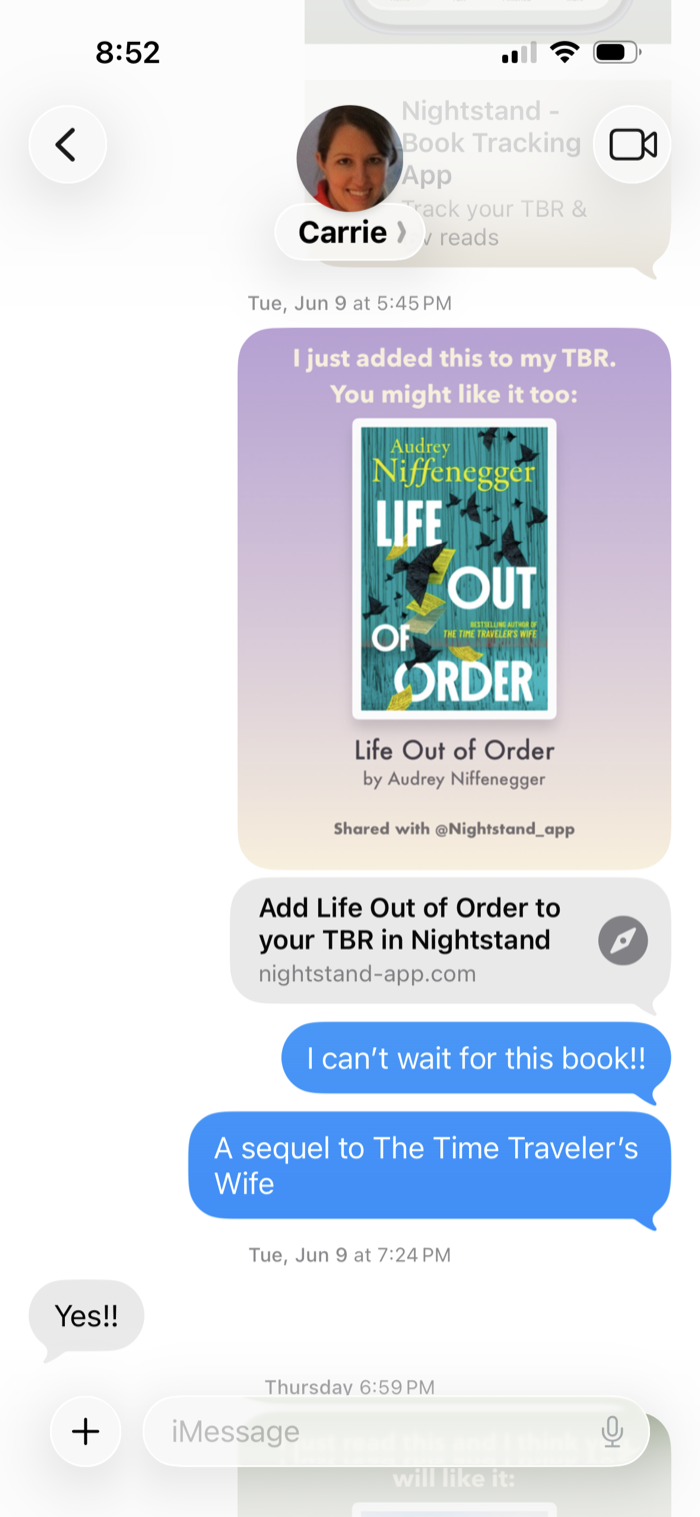 Nightstand share with a friend screen