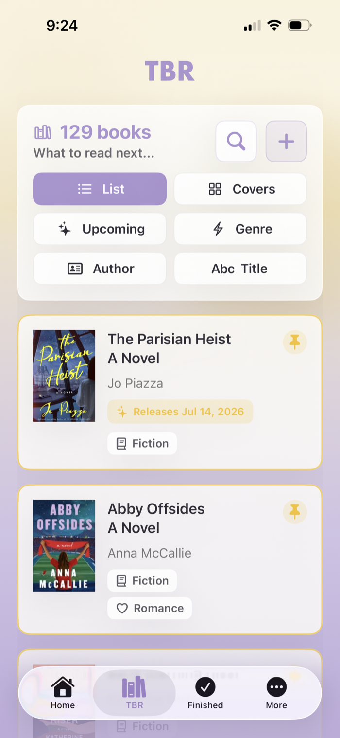 Nightstand TBR list view