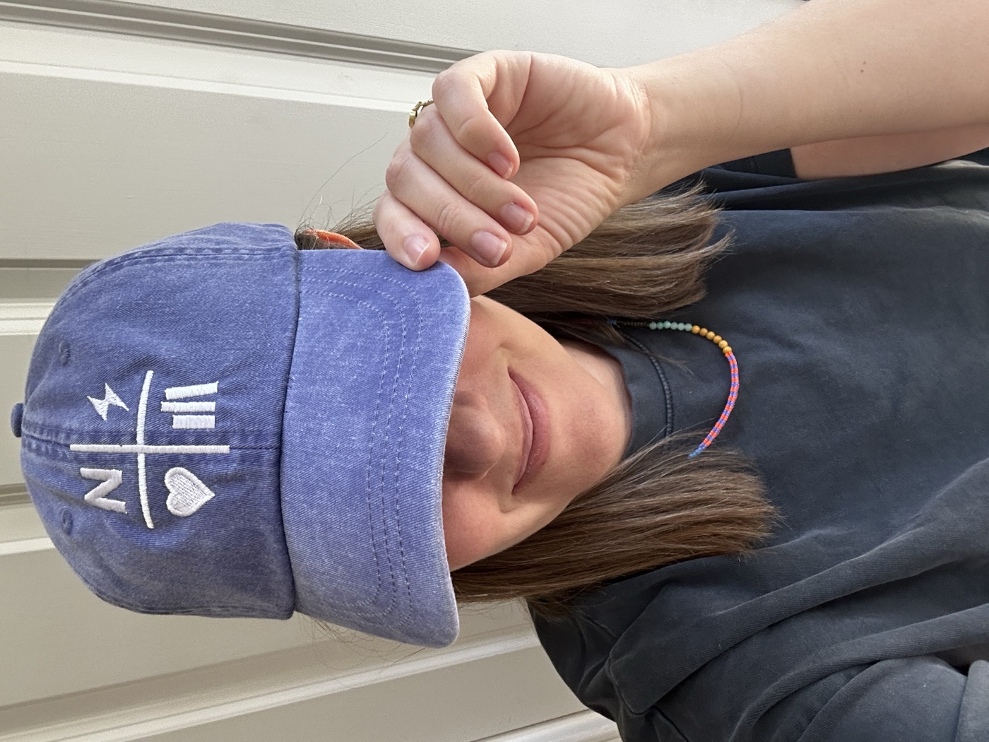 Faded purple Nightstand hat being worn